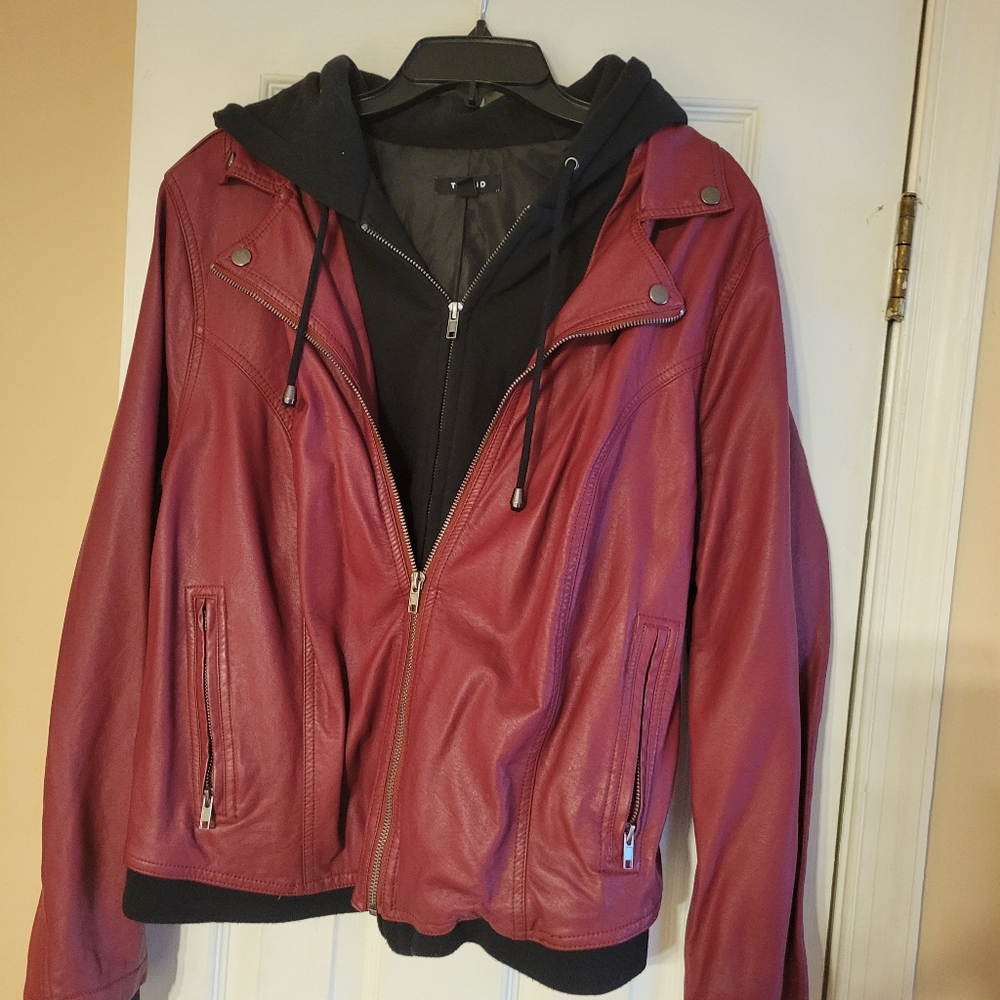 Torrid Red Faux Leather Moto Jacket Sz3